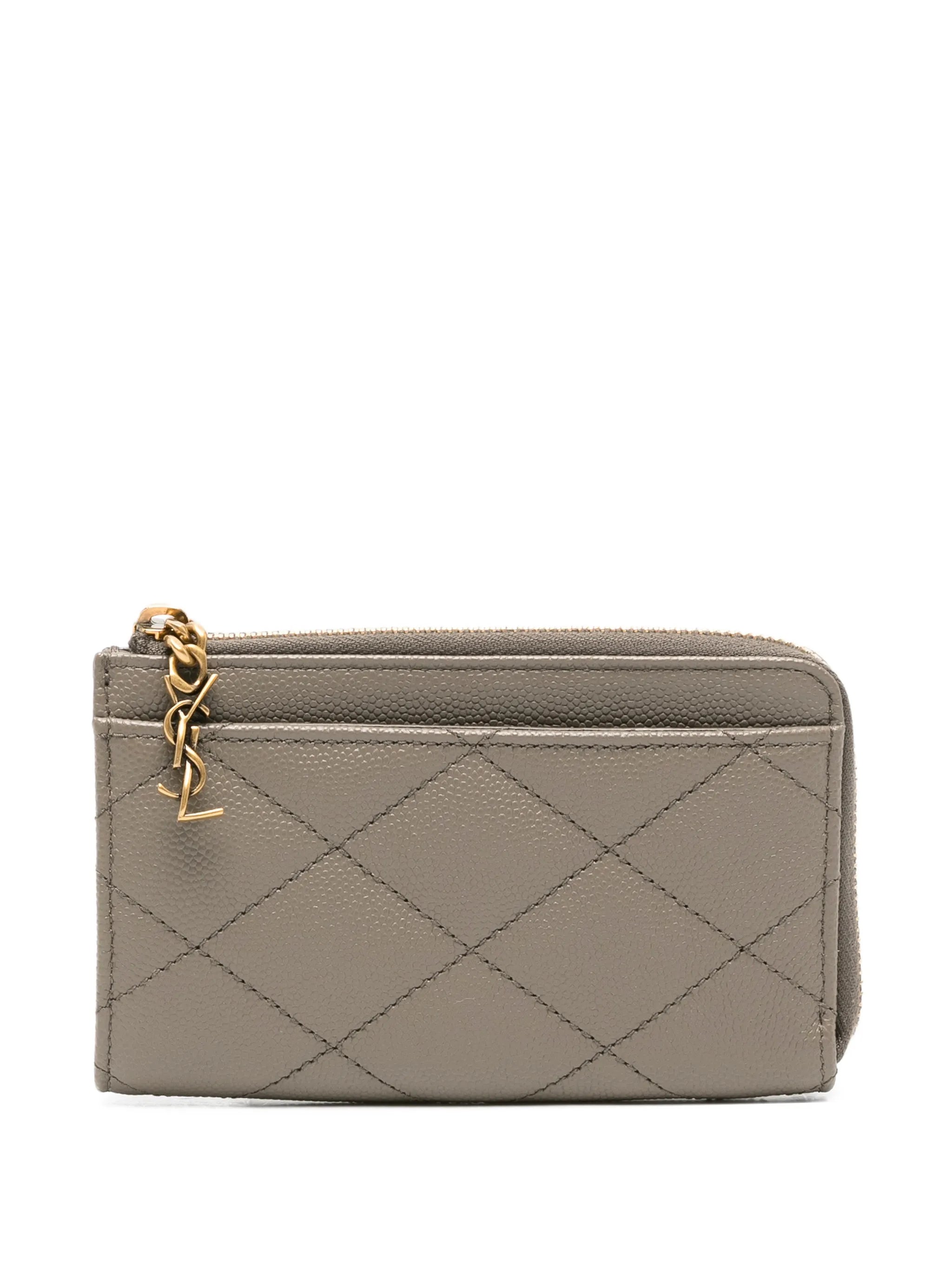 Saint Laurent Saint Laurent Cassandre Diamond-quilted Card Holder