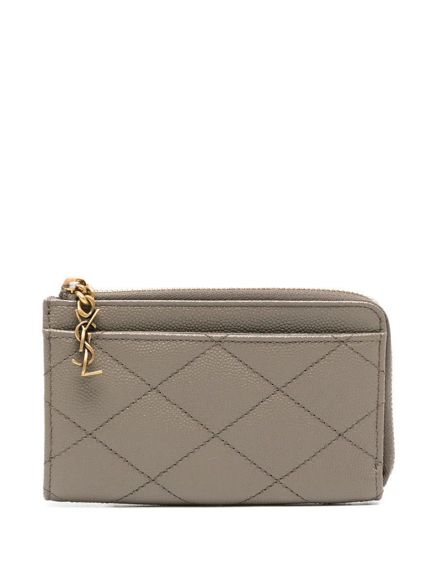 Saint Laurent Saint Laurent Cassandre Diamond-quilted Card Holder