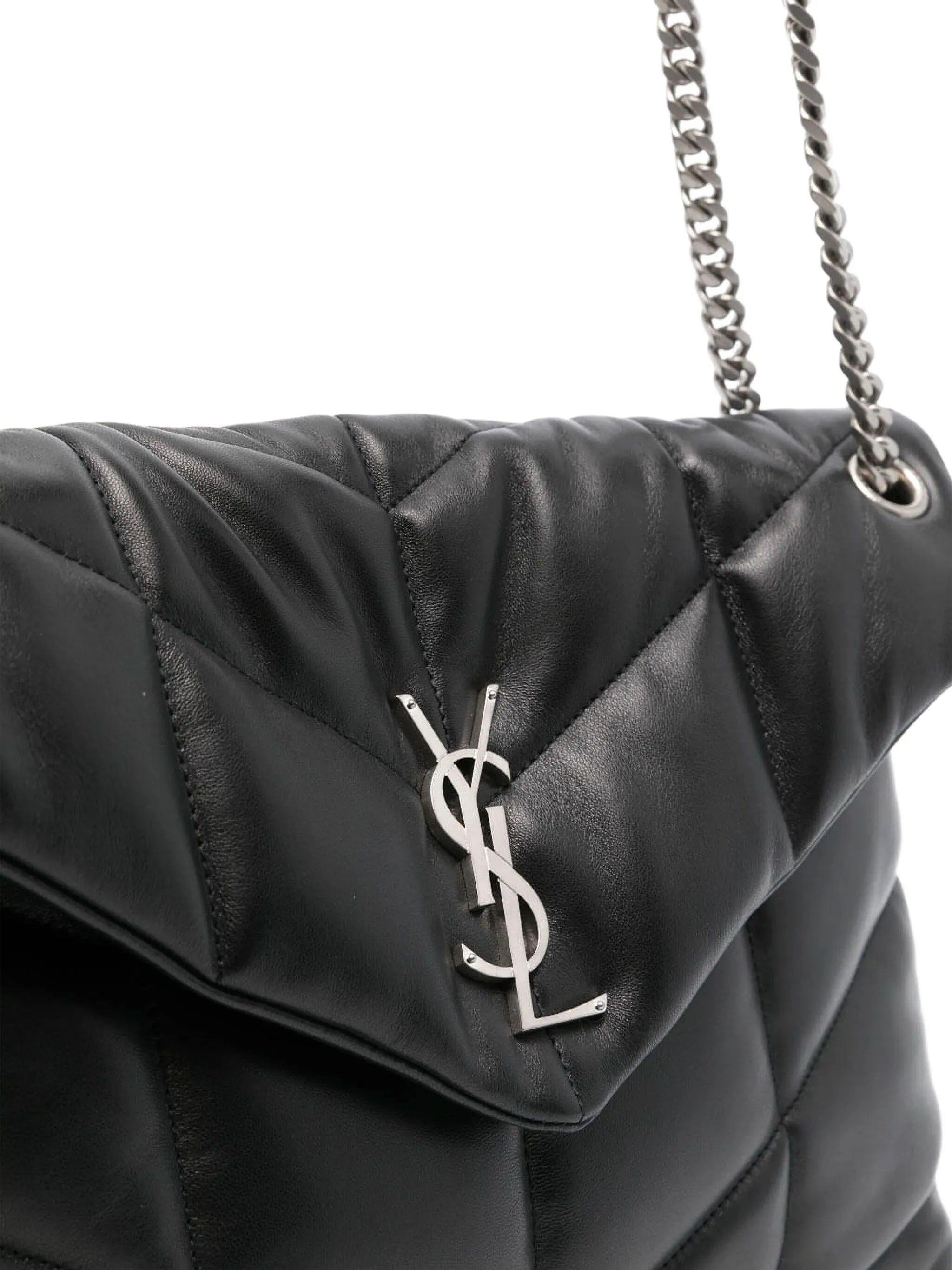 Saint Laurent Saint Laurent Medium Loulou Puffer Chevron-logo Shoulder Bag, view 2