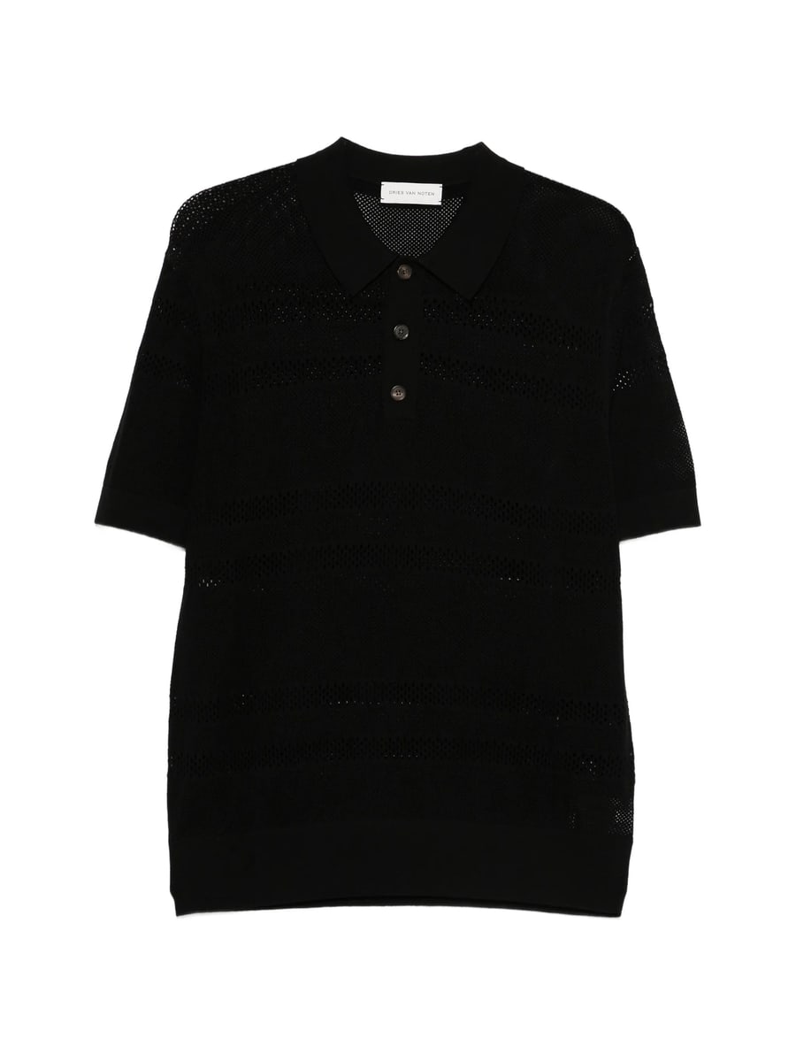 Dries Van Noten Dries Van Noten Mercy Pointelle-knit Short-sleeve Polo Shirt
