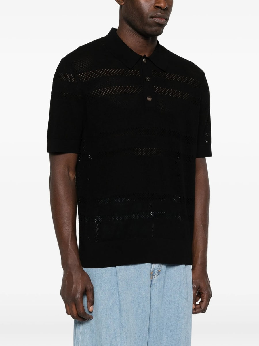 Dries Van Noten Dries Van Noten Mercy Pointelle-knit Short-sleeve Polo Shirt, view 3