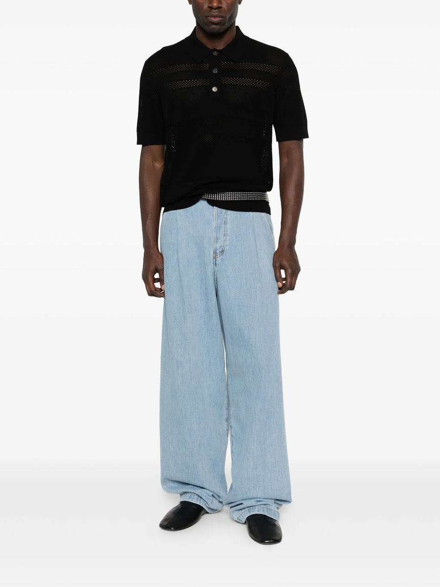 Dries Van Noten Dries Van Noten Mercy Pointelle-knit Short-sleeve Polo Shirt, view 4