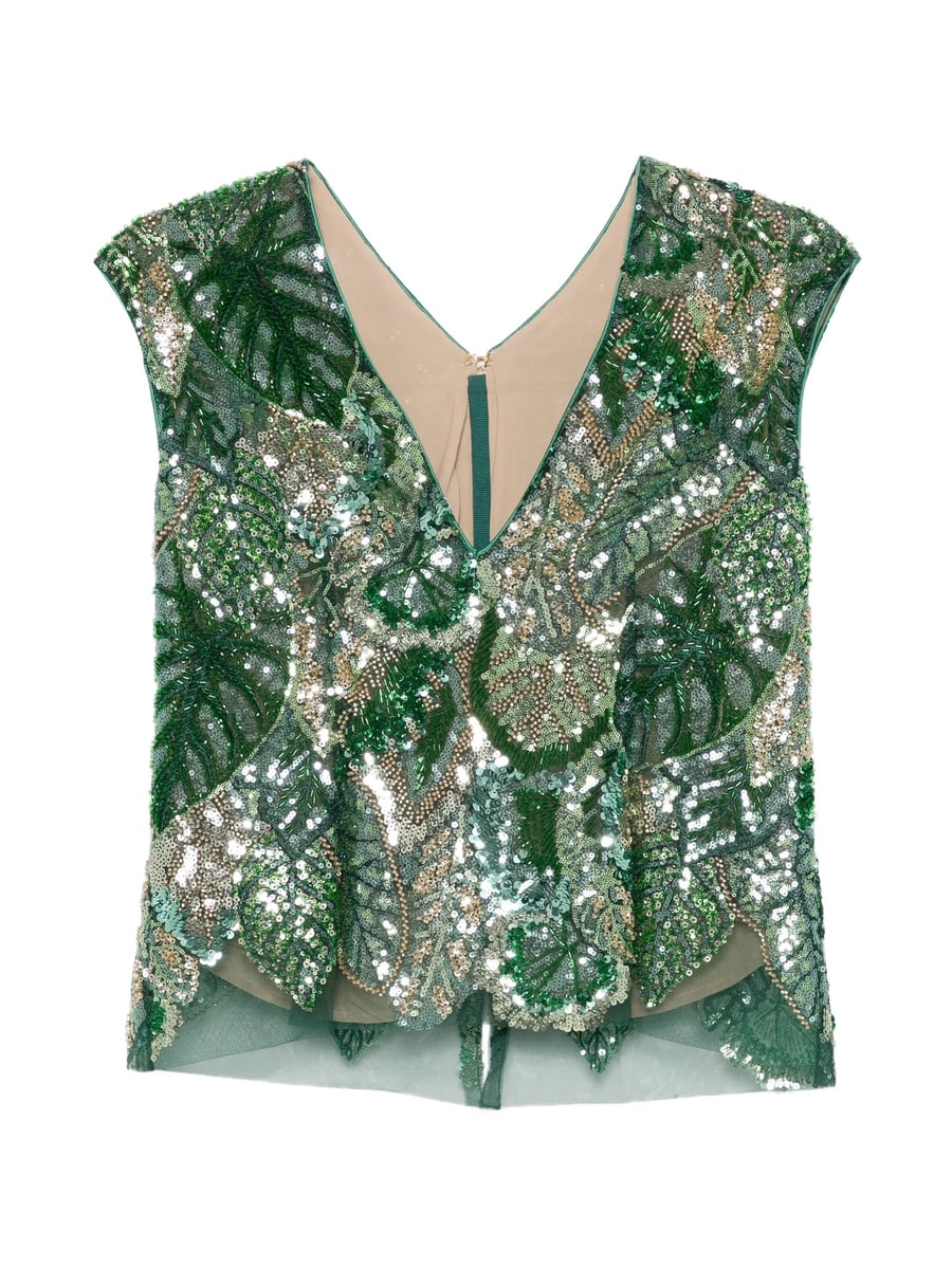 De Santis De Santis Sequin Embellished V-neck Top