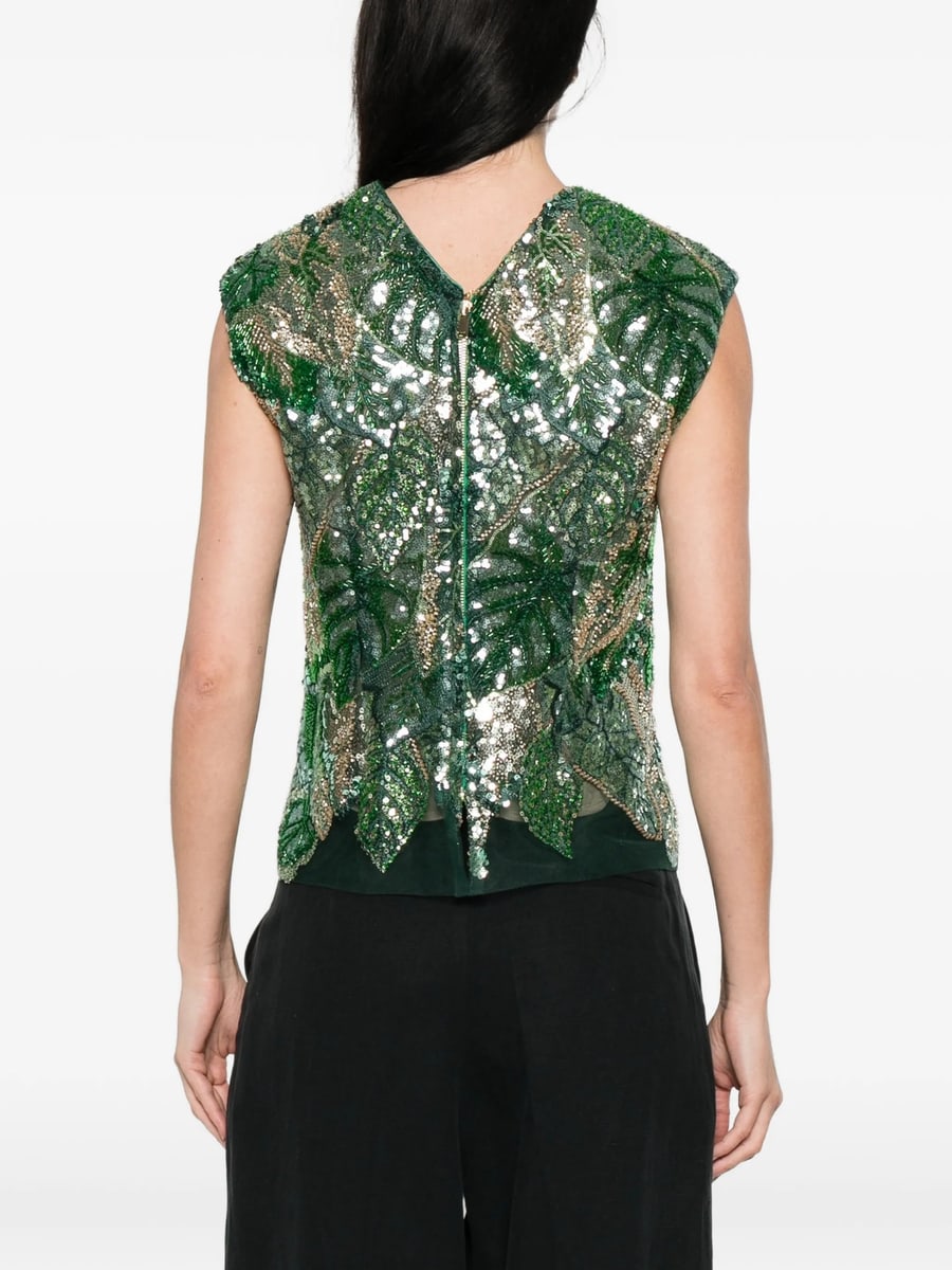De Santis De Santis Sequin Embellished V-neck Top, view 4