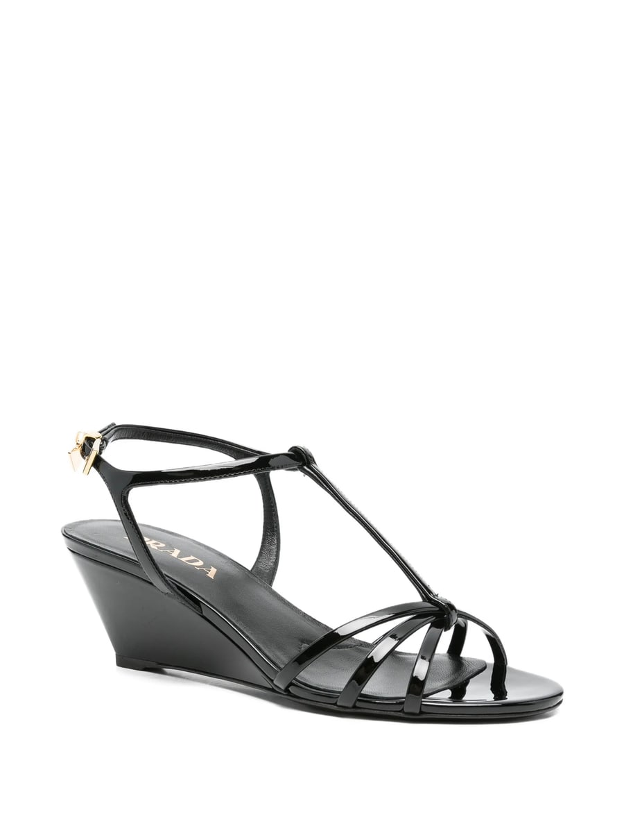 Prada Prada T-strap Wedge Sandals, view 3