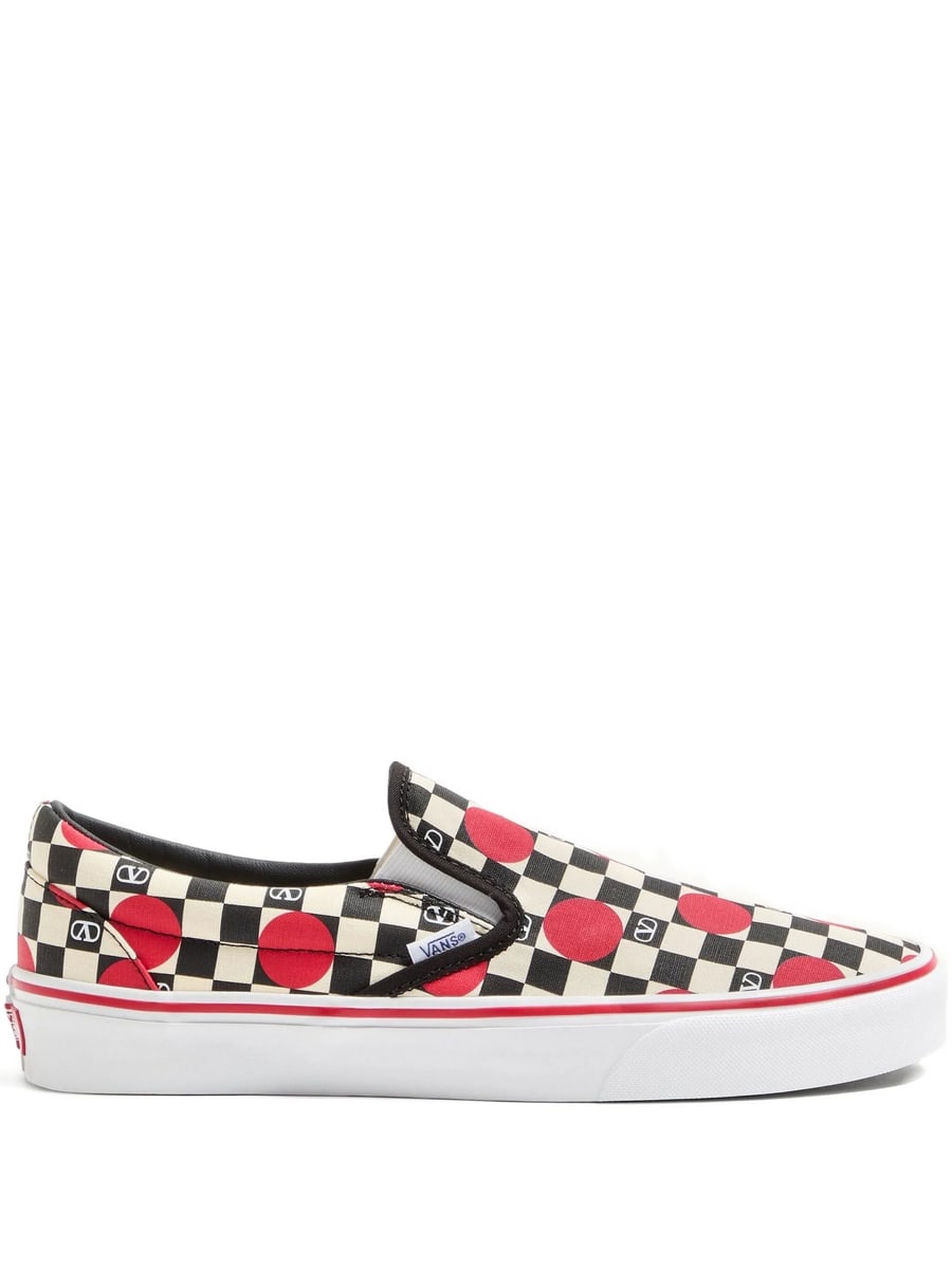 Vans X Valentino Vans X Valentino Valentino Garavani And Vans Slip-On Sneaker In Fabric With VLogo Checkerboard Print And Polka Dot Detail