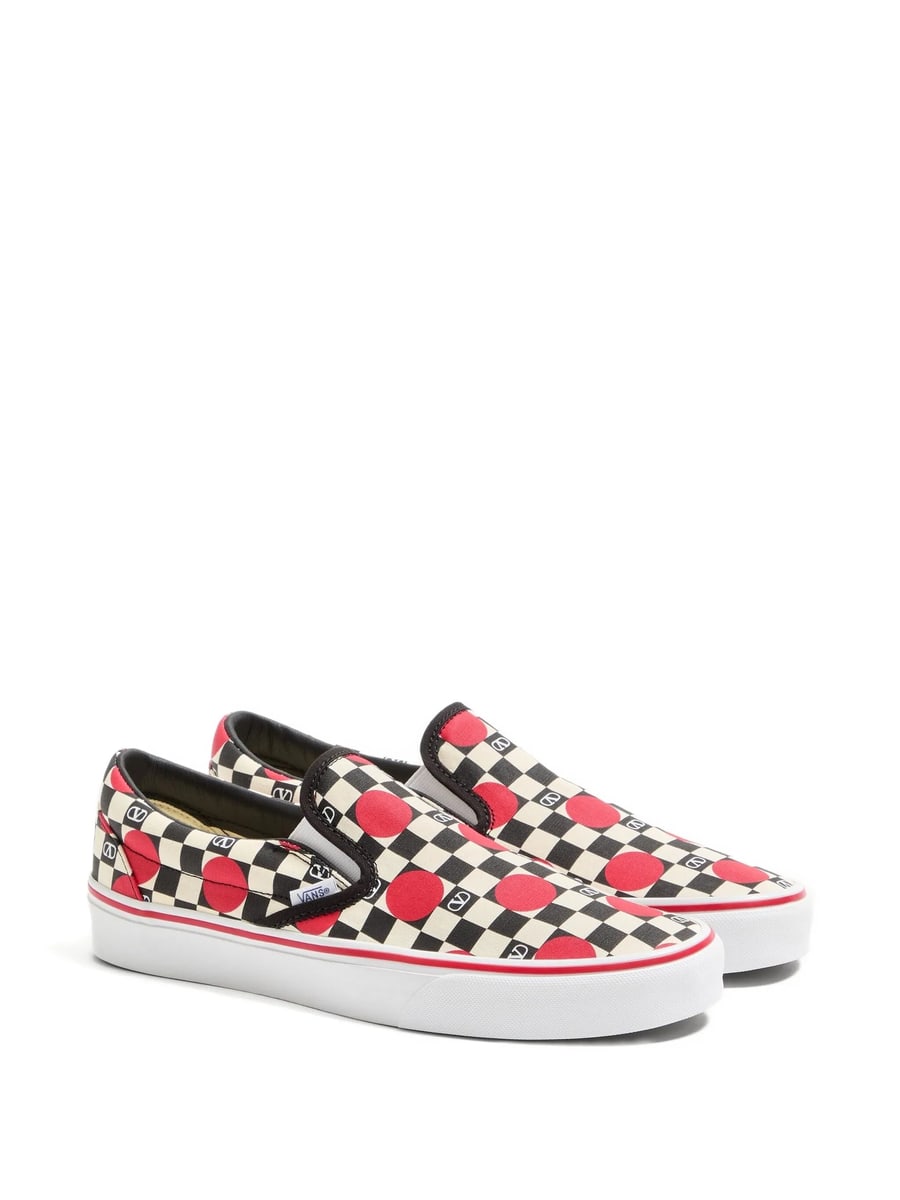 Vans X Valentino Vans X Valentino Valentino Garavani And Vans Slip-On Sneaker In Fabric With VLogo Checkerboard Print And Polka Dot Detail, view 5