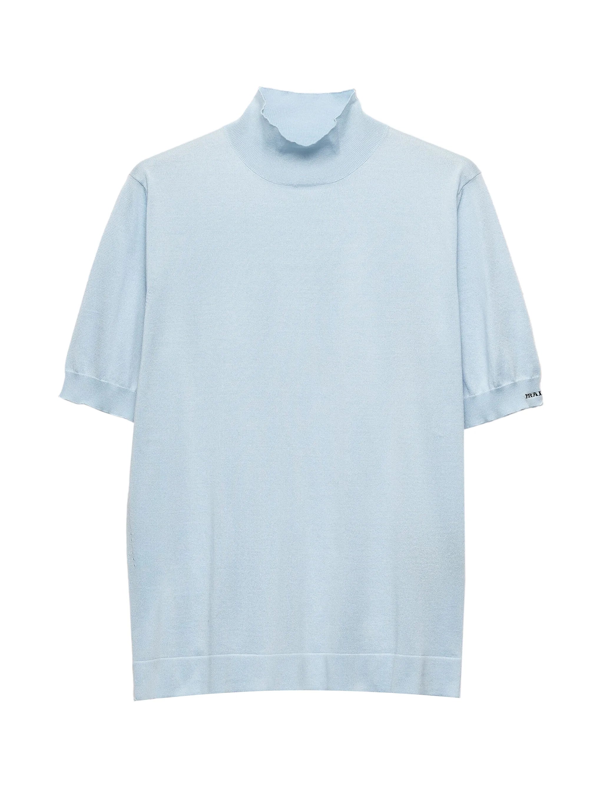 Prada Prada Ribbed-knit Mock-neck T-shirt