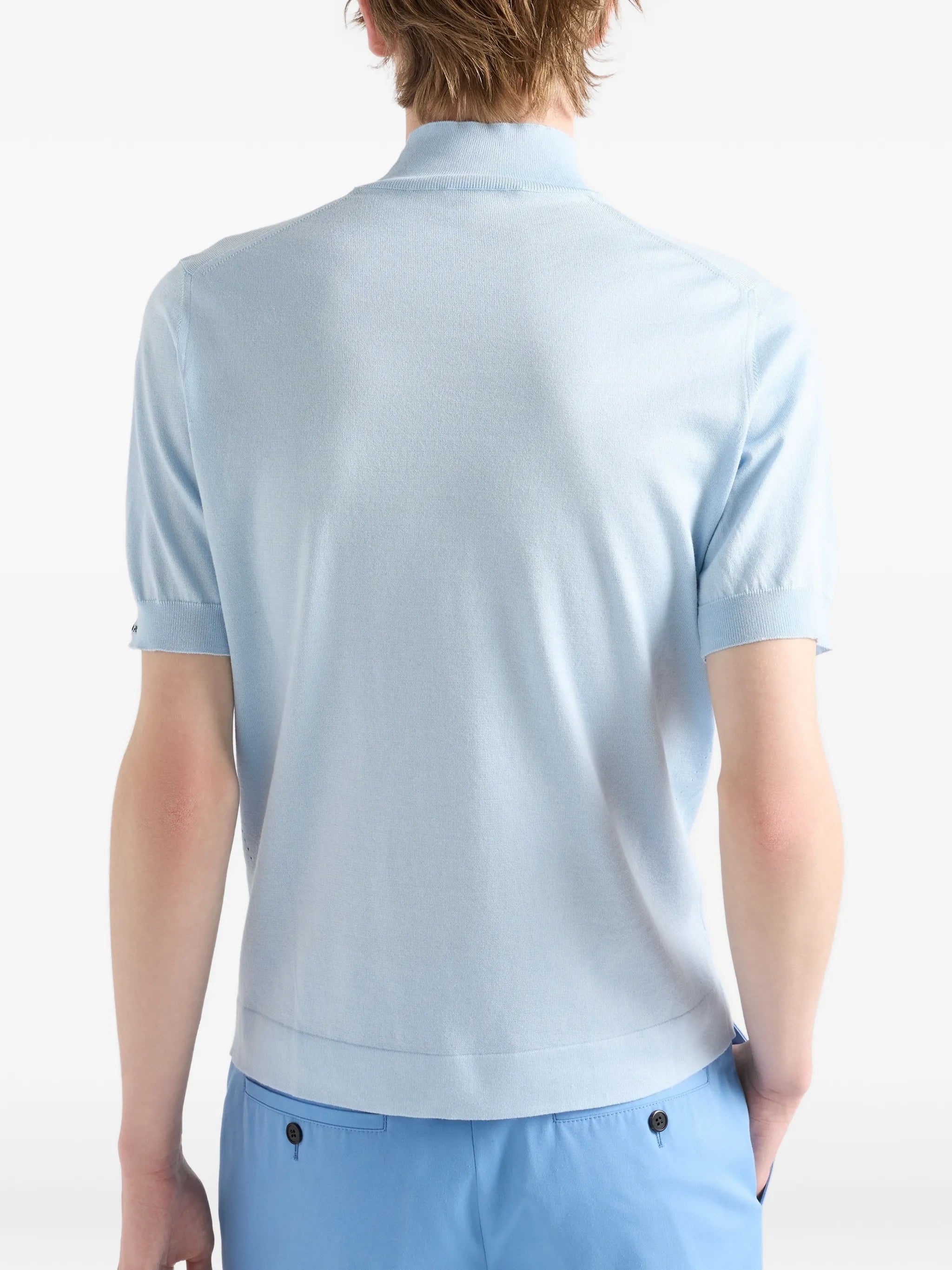 Prada Prada Ribbed-knit Mock-neck T-shirt, view 2