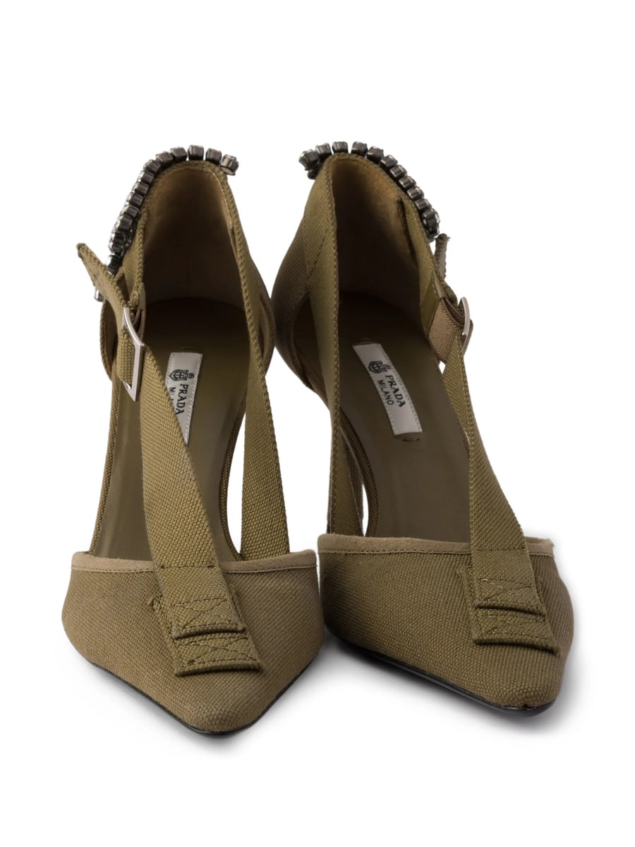 Prada Prada Canvas Pumps With Crystals, view 3