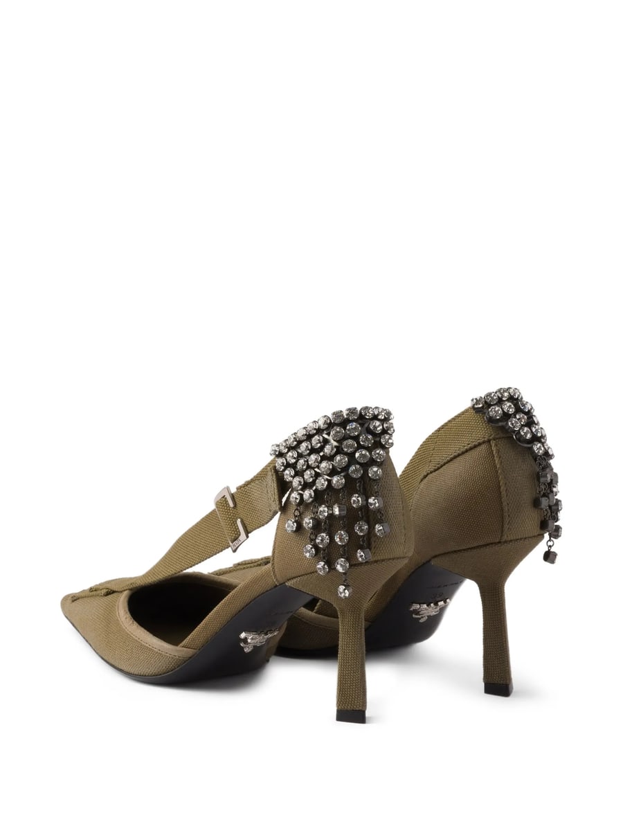 Prada Prada Canvas Pumps With Crystals, view 4