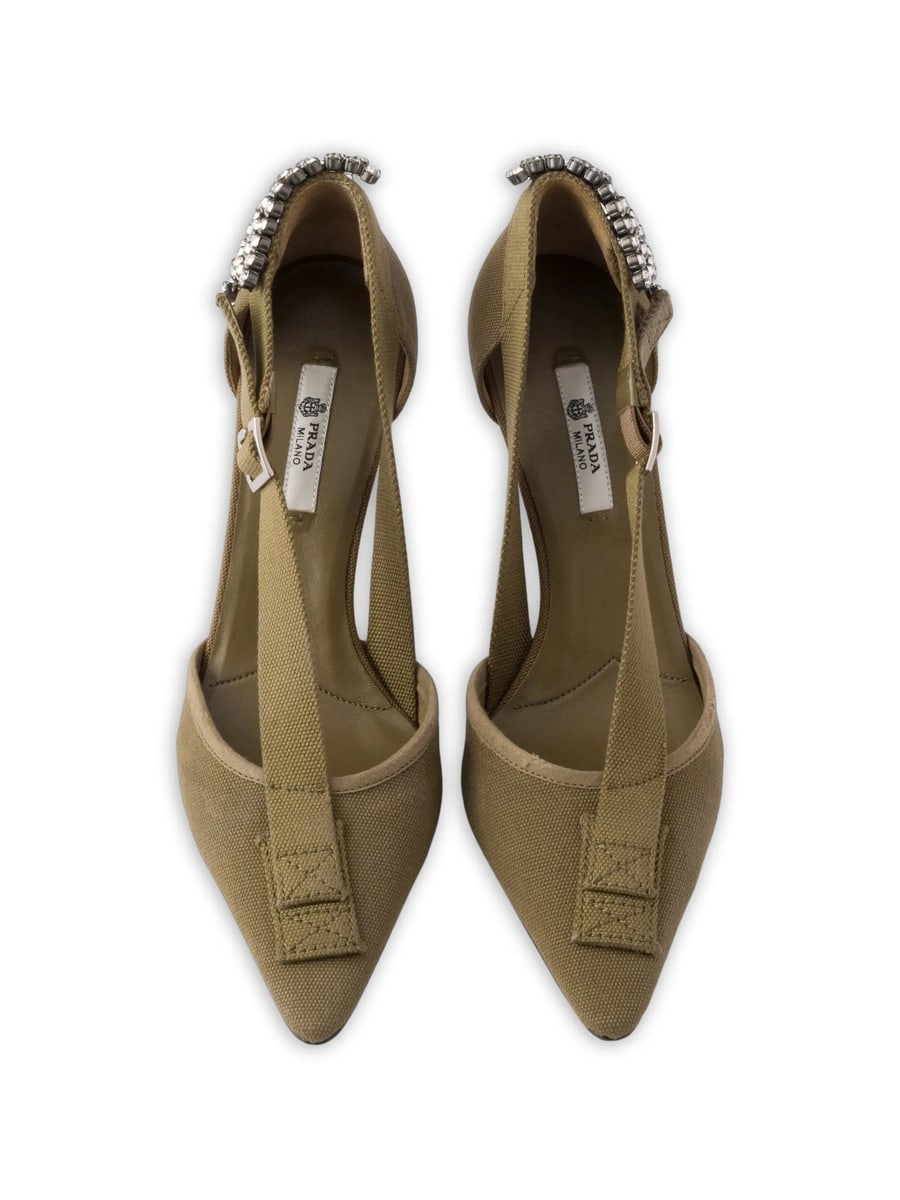 Prada Prada Canvas Pumps With Crystals, view 5