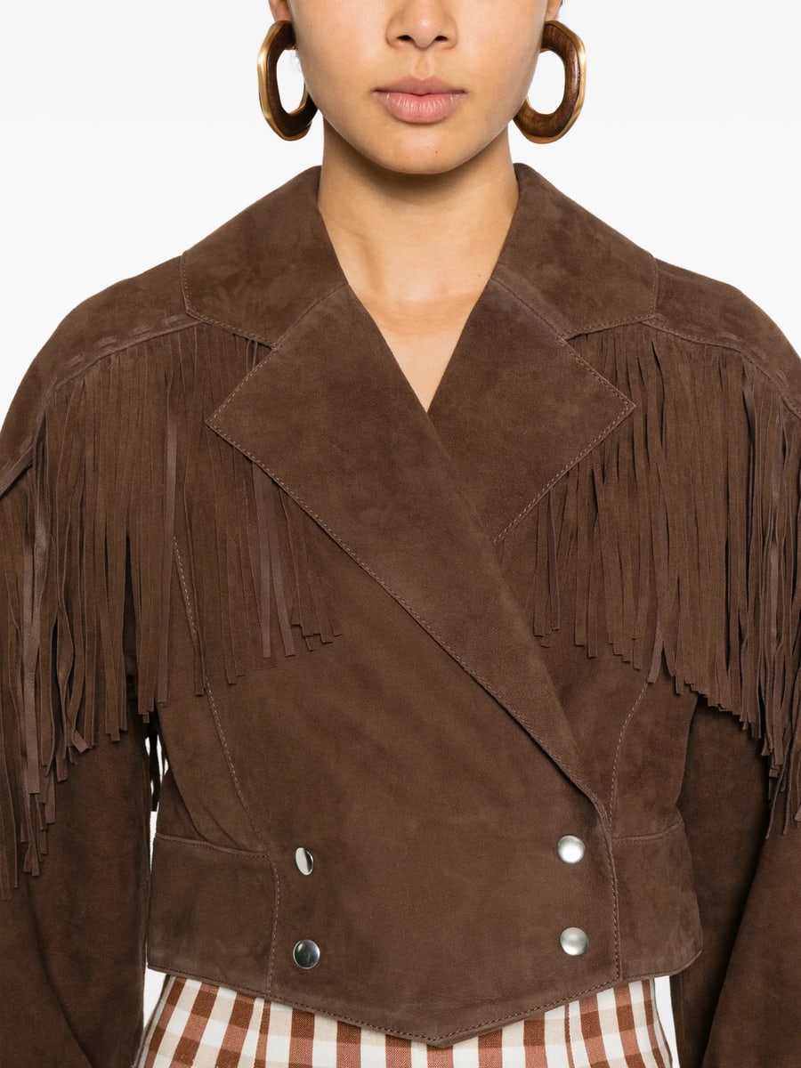 Rixo Rixo Fringe-detail Double-breasted Jacket, view 4