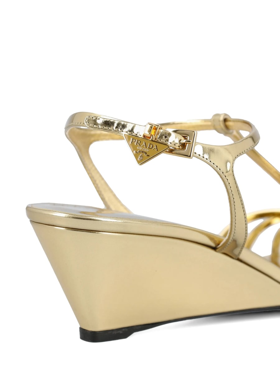 Prada Prada Metallic Leather Sandals, view 2