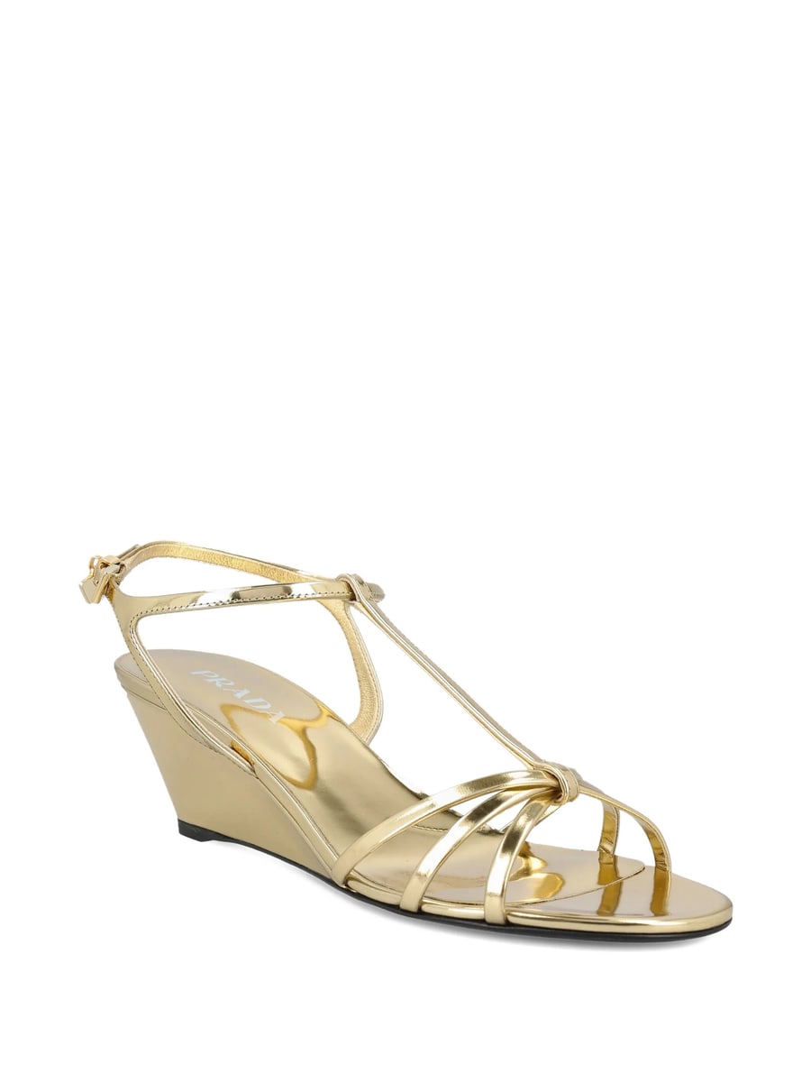 Prada Prada Metallic Leather Sandals, view 3