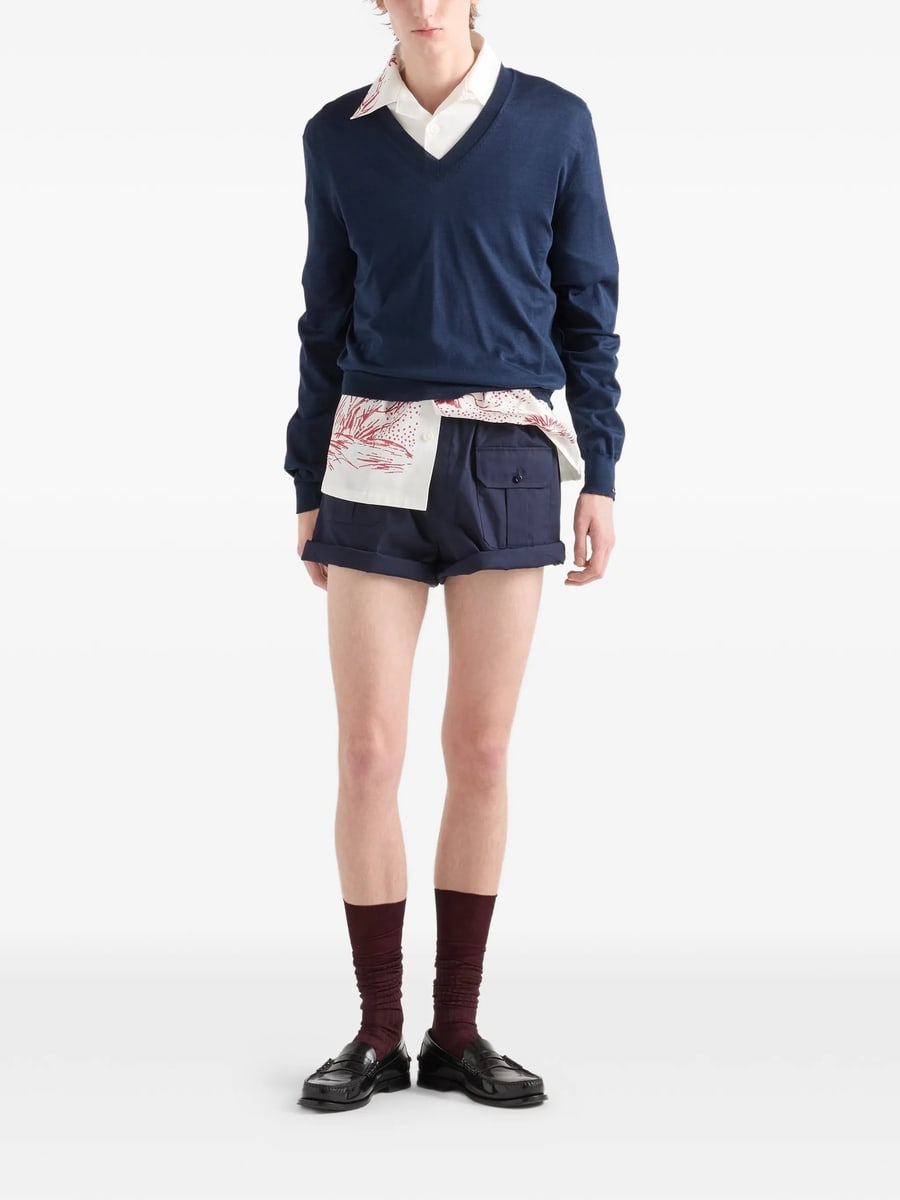 Prada Prada V-neck Ribbed Sweater, view 3