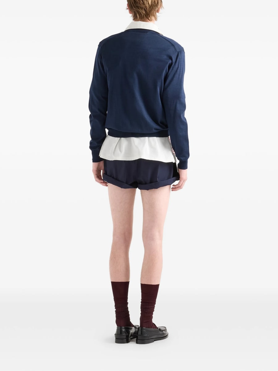 Prada Prada V-neck Ribbed Sweater, view 5