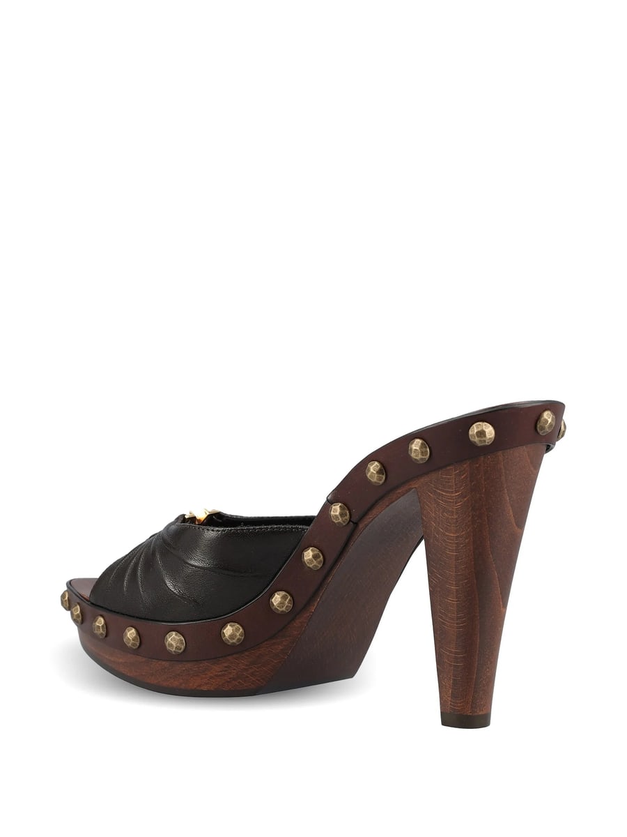 Saint Laurent Saint Laurent Babylone Studded Leather Sandals, view 2