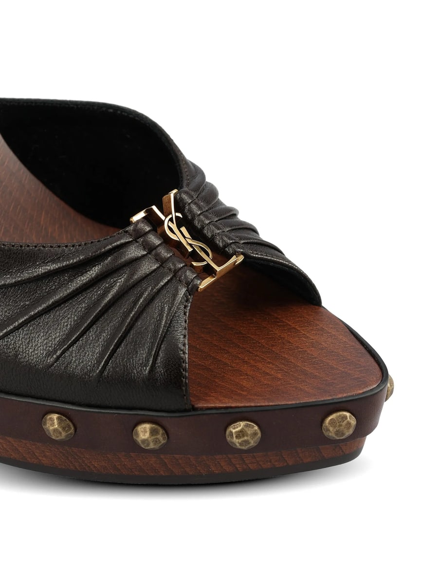 Saint Laurent Saint Laurent Babylone Studded Leather Sandals, view 3