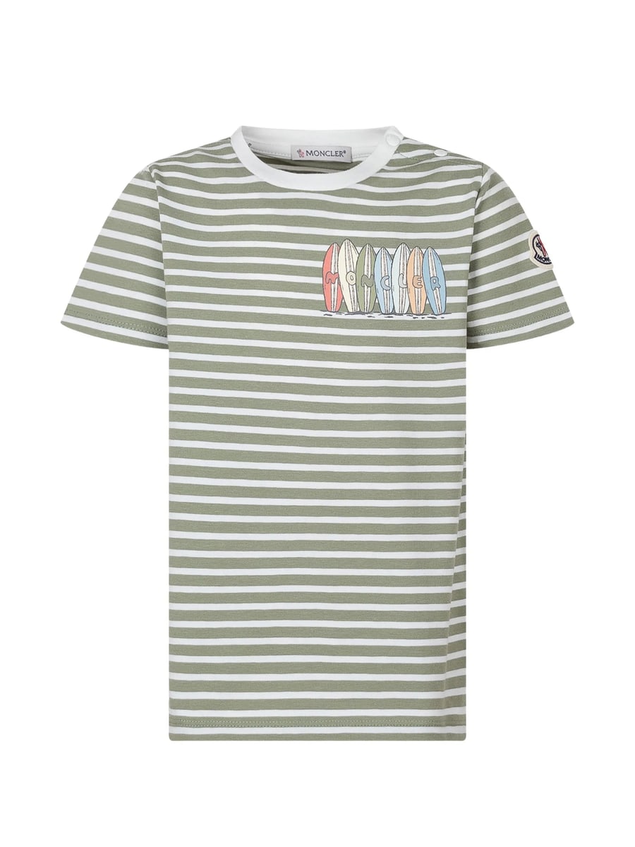 Moncler Moncler Striped-pattern Applique T-shirt