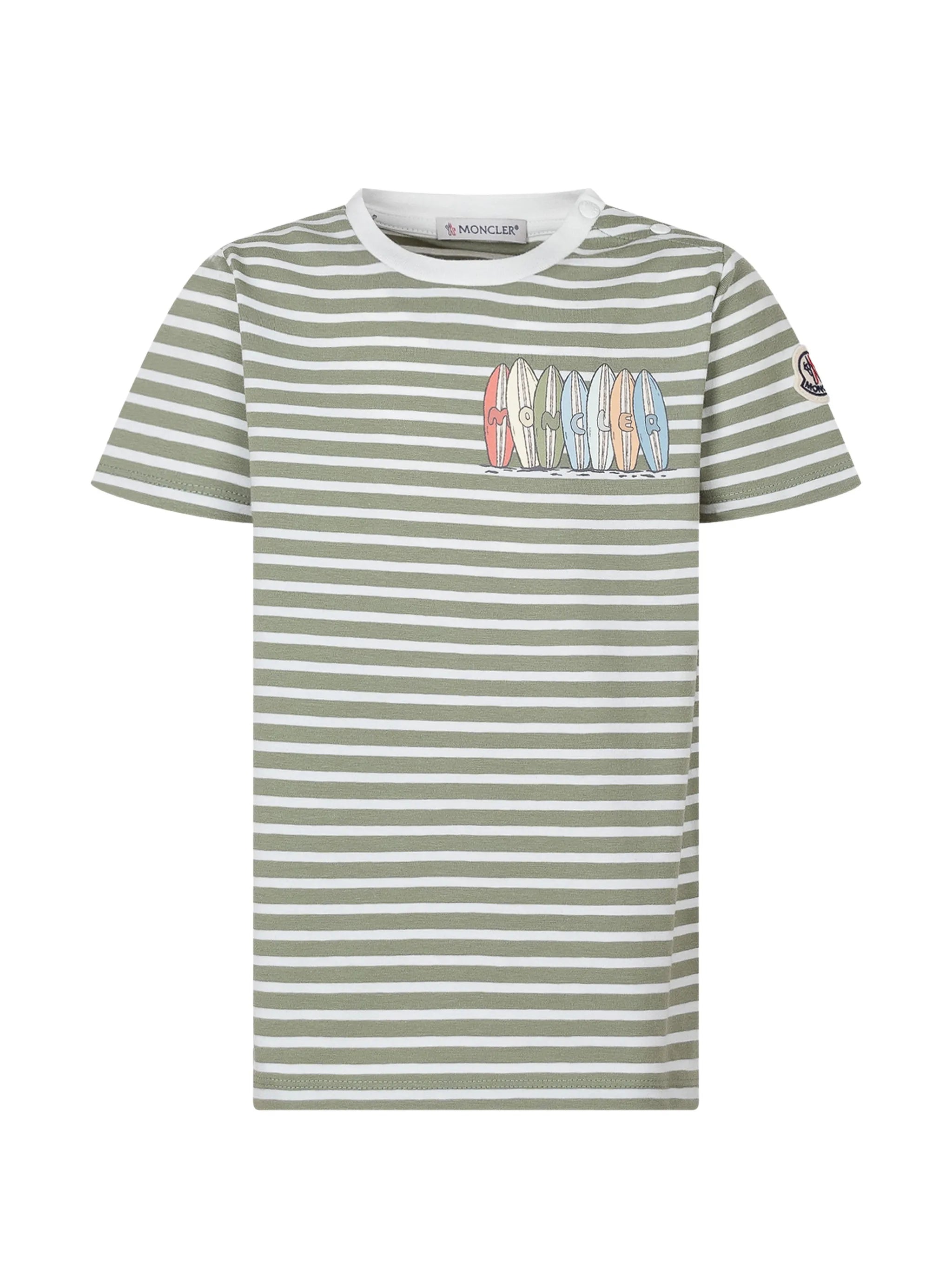 Moncler Moncler Striped-pattern Applique T-shirt
