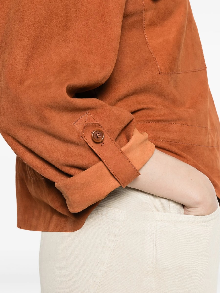 Santoro Santoro Flap-pocket Suede Jacket, view 4