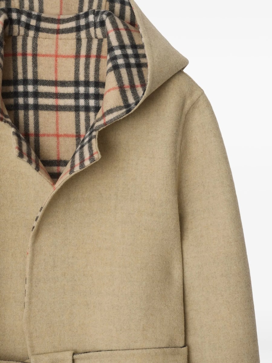Burberry Burberry Reversible Wool Hooded Wrap Coat, view 3