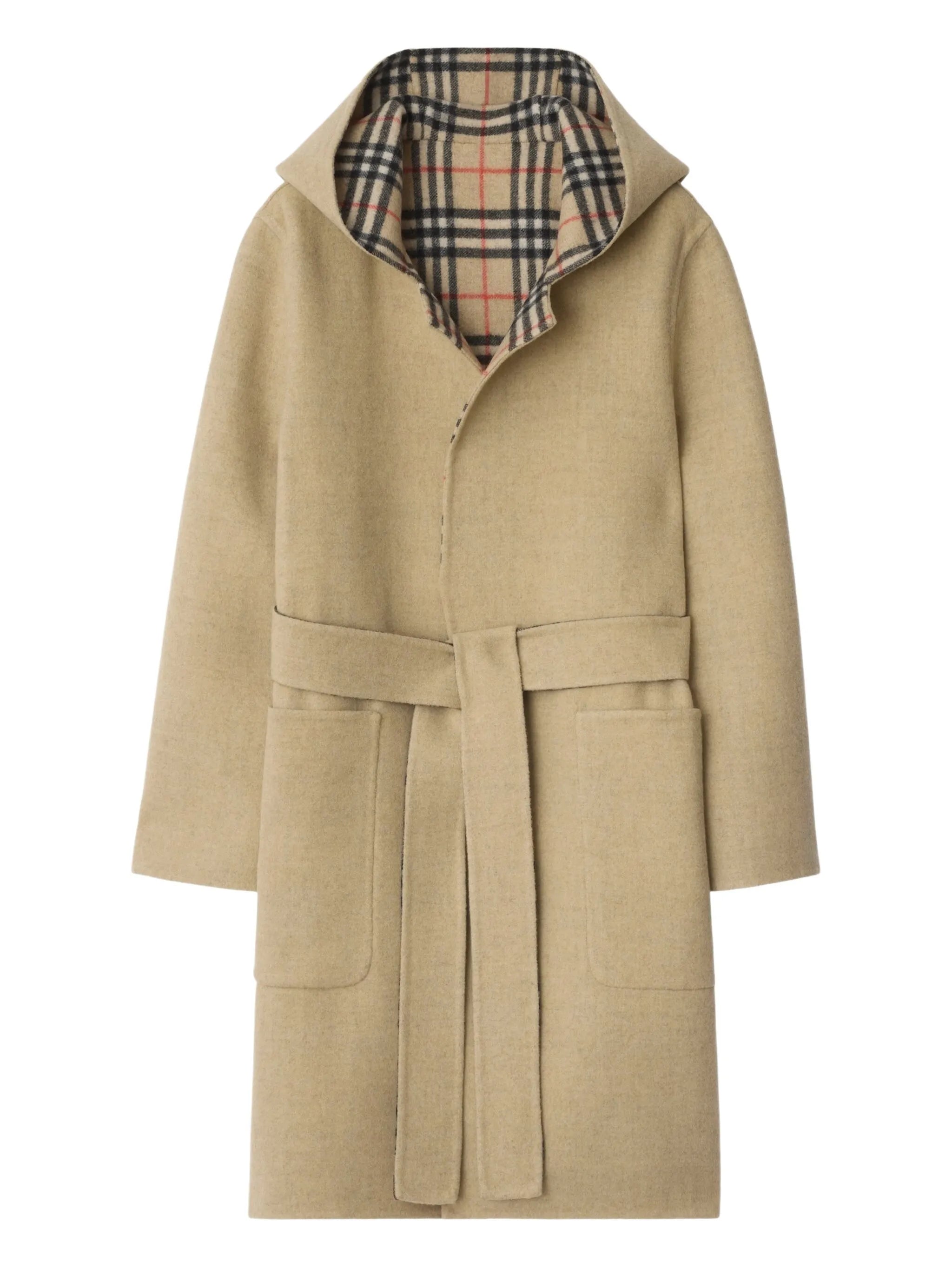Burberry Burberry Reversible Wool Hooded Wrap Coat