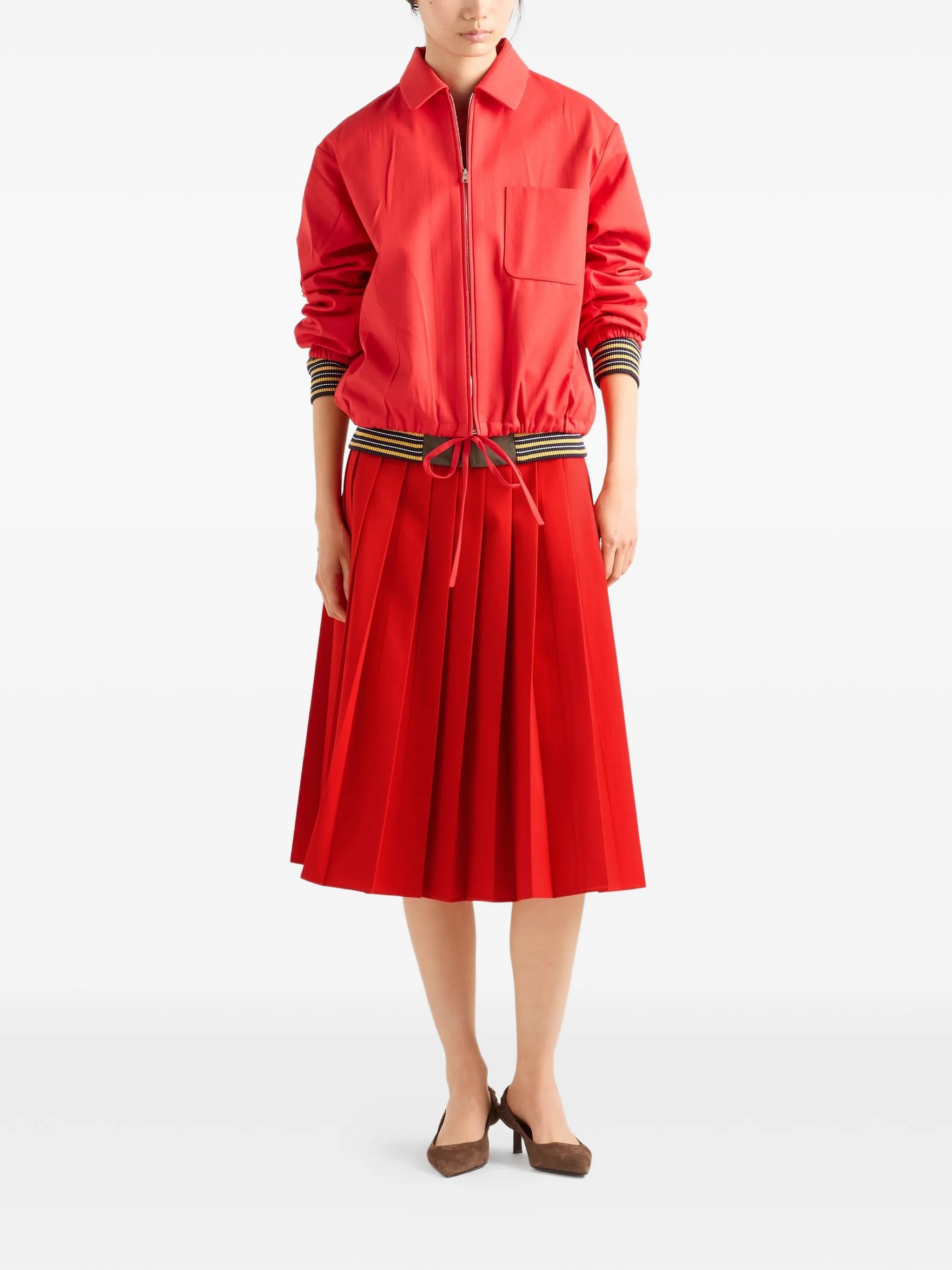 Prada Prada Pleated Gabardine Midi-skirt, view 2
