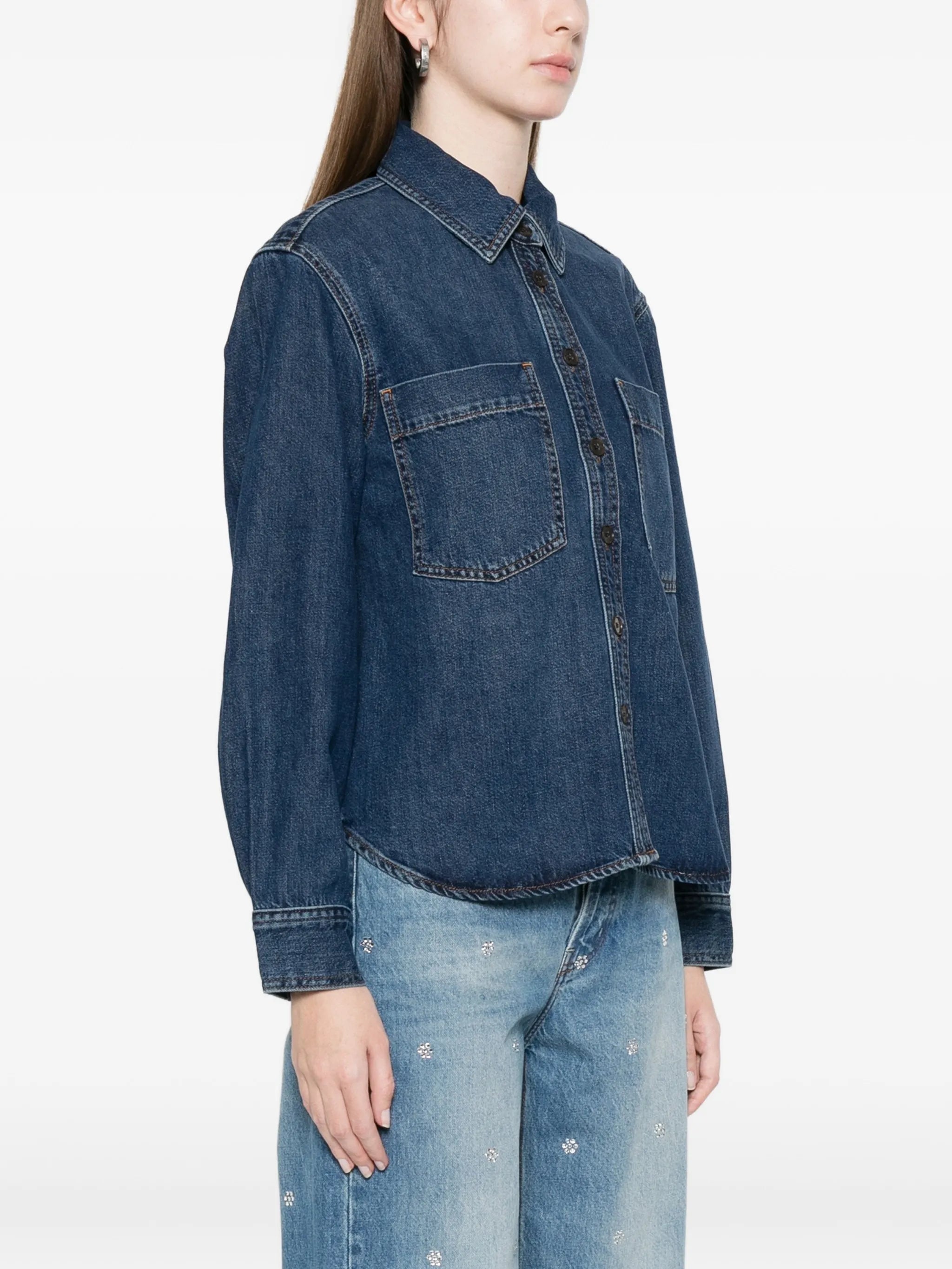 Frame Frame Patch-pocket Denim Shirt, view 2
