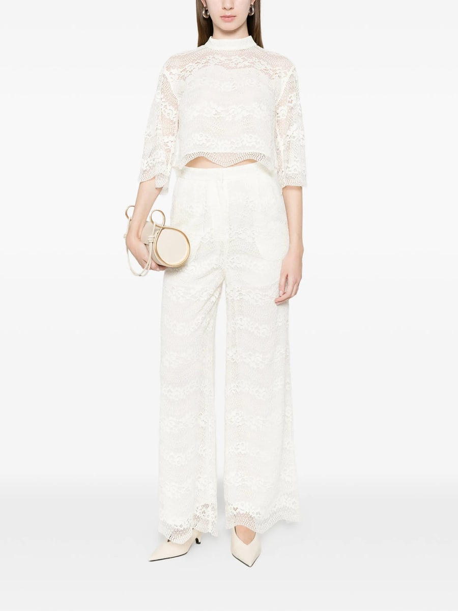 Twinset Twinset Wide Fit Macramé Lace Trousers, view 2