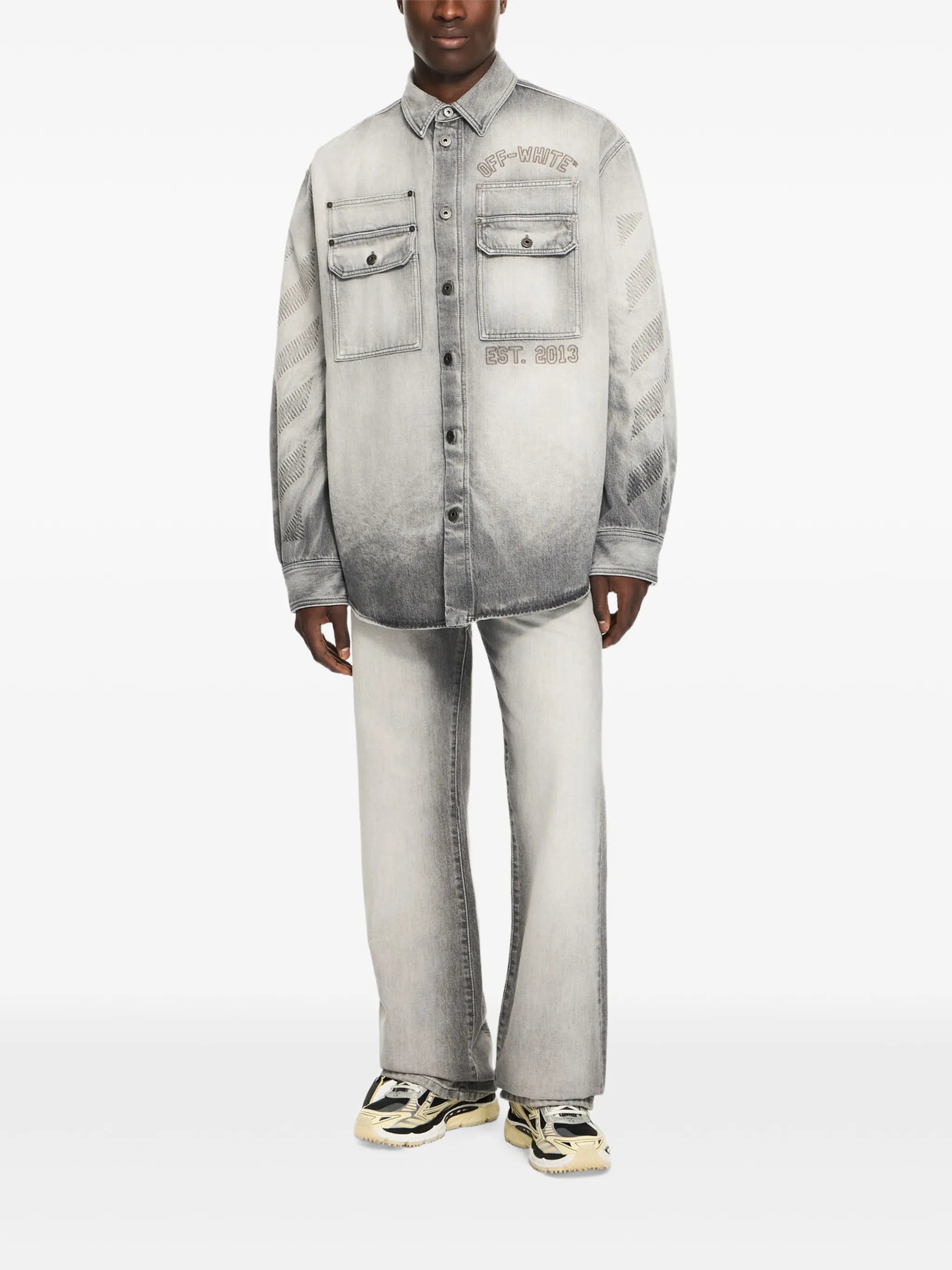 Off-White Off-white Diagonal Embroidery Slim-fit Jeans