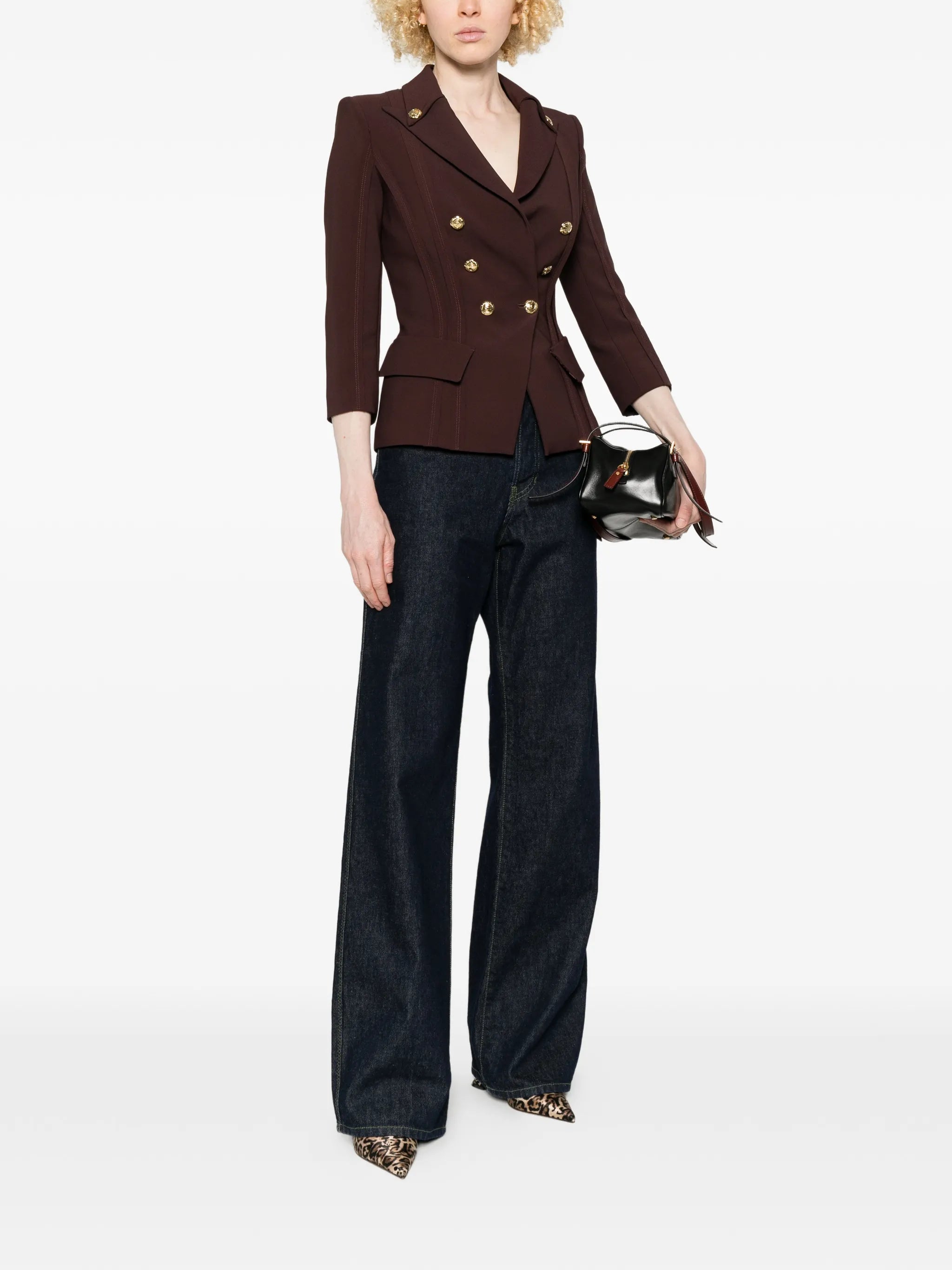 Elisabetta Franchi Elisabetta Franchi Jacket In Double Layer Stretch Crêpe Fabric With Raw-edge Trims, view 2