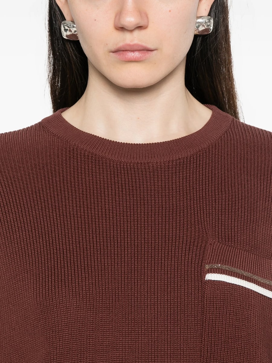 Brunello Cucinelli Brunello Cucinelli Patch Pocket Ribbed Knit Sweater, view 4