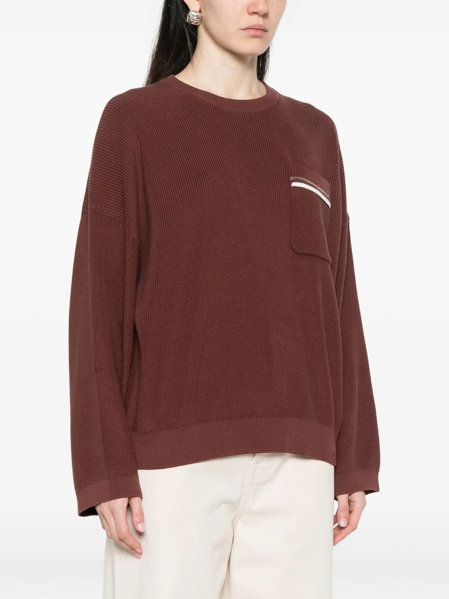 Brunello Cucinelli Brunello Cucinelli Patch Pocket Ribbed Knit Sweater, view 5