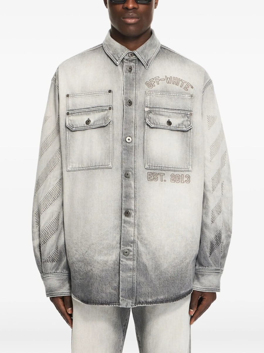 Off-White Off-white Diagonals-print Denim Jacket