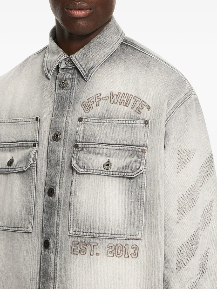 Off-White Off-white Diagonals-print Denim Jacket, view 2