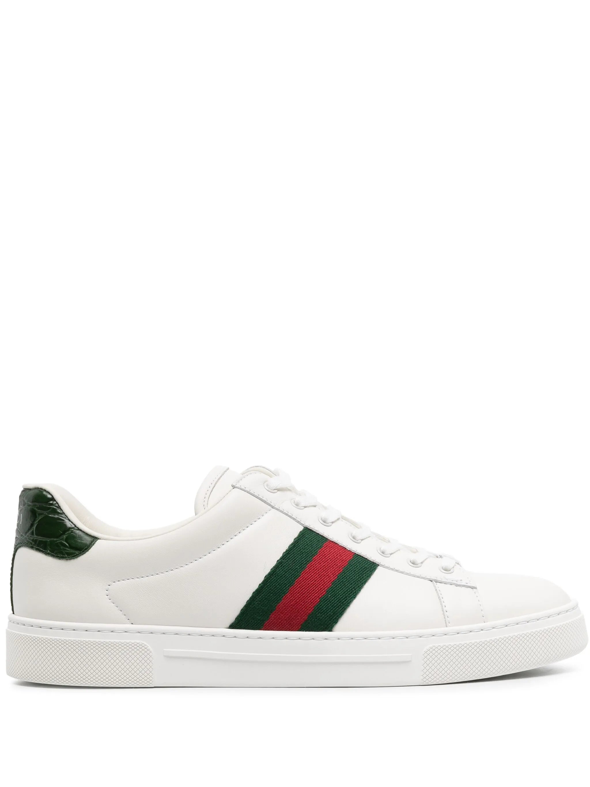 Gucci Gucci Ace Striped Reptile-effect Sneakers