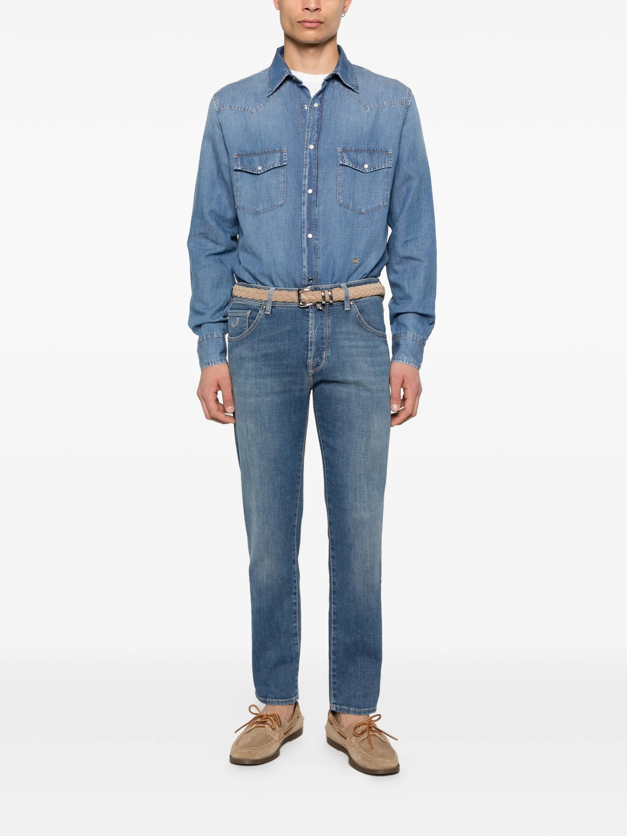 Jacob Cohën Jacob Cohën Point-collar Denim Shirt, view 2