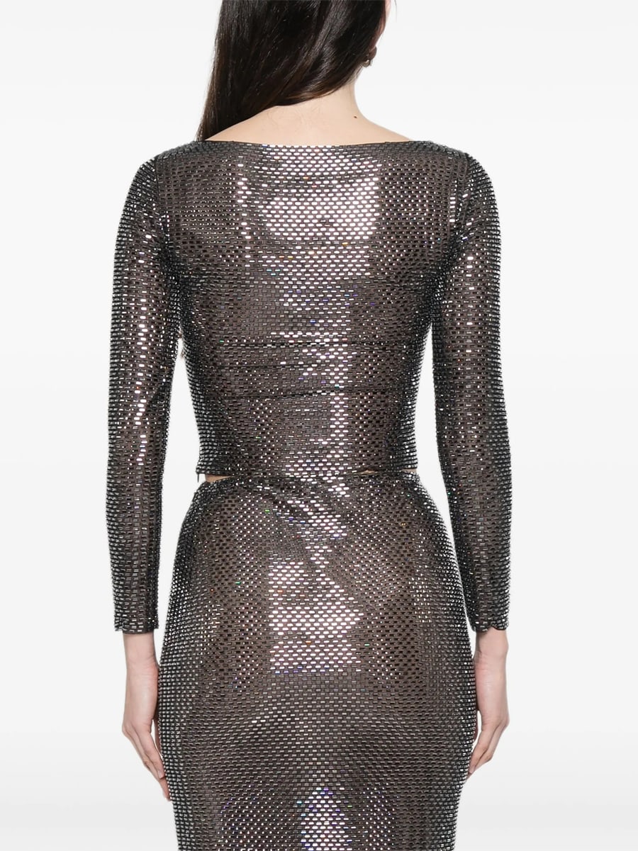 self-portrait Self-portrait Rhinestone Tulle Top, view 4