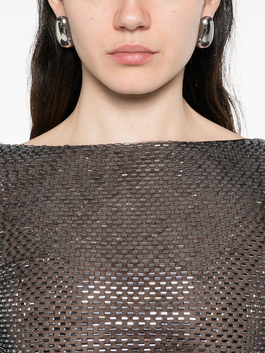 self-portrait Self-portrait Rhinestone Tulle Top, view 5