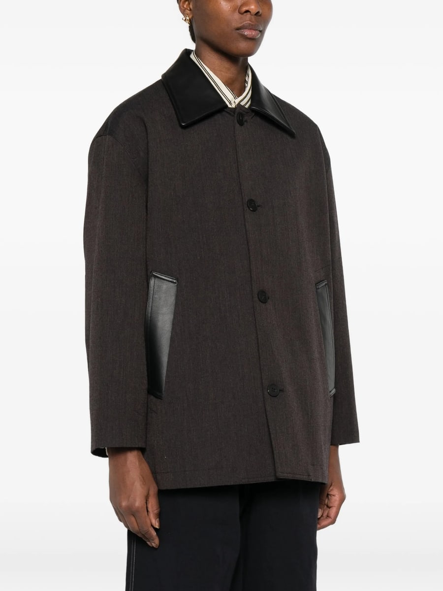 Studio Nicholson Studio Nicholson Leather-collar Coat, view 5