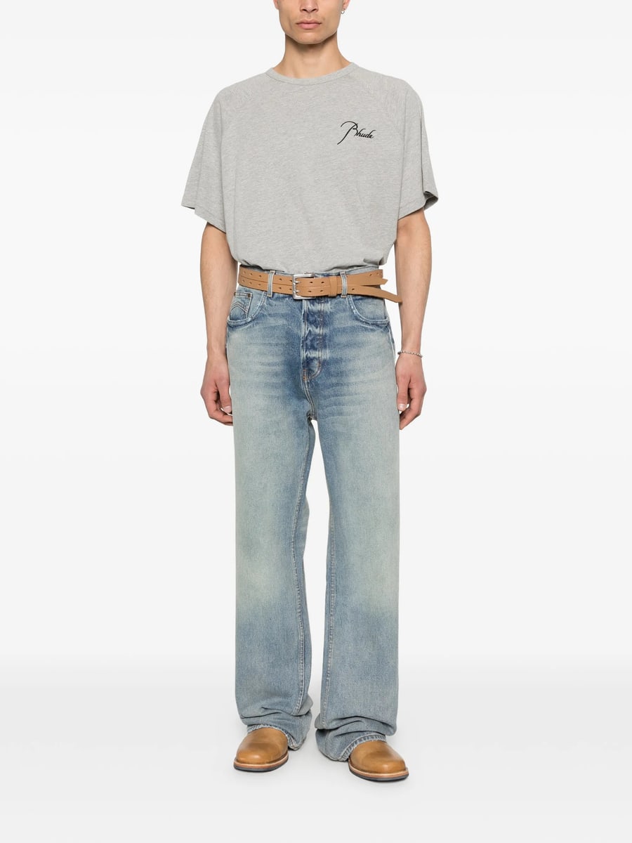 Rhude Rhude Washed-effect Straight Jeans, view 2