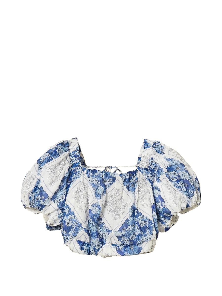 Twinset Twinset Cropped Ramie Blouse With Floral Print
