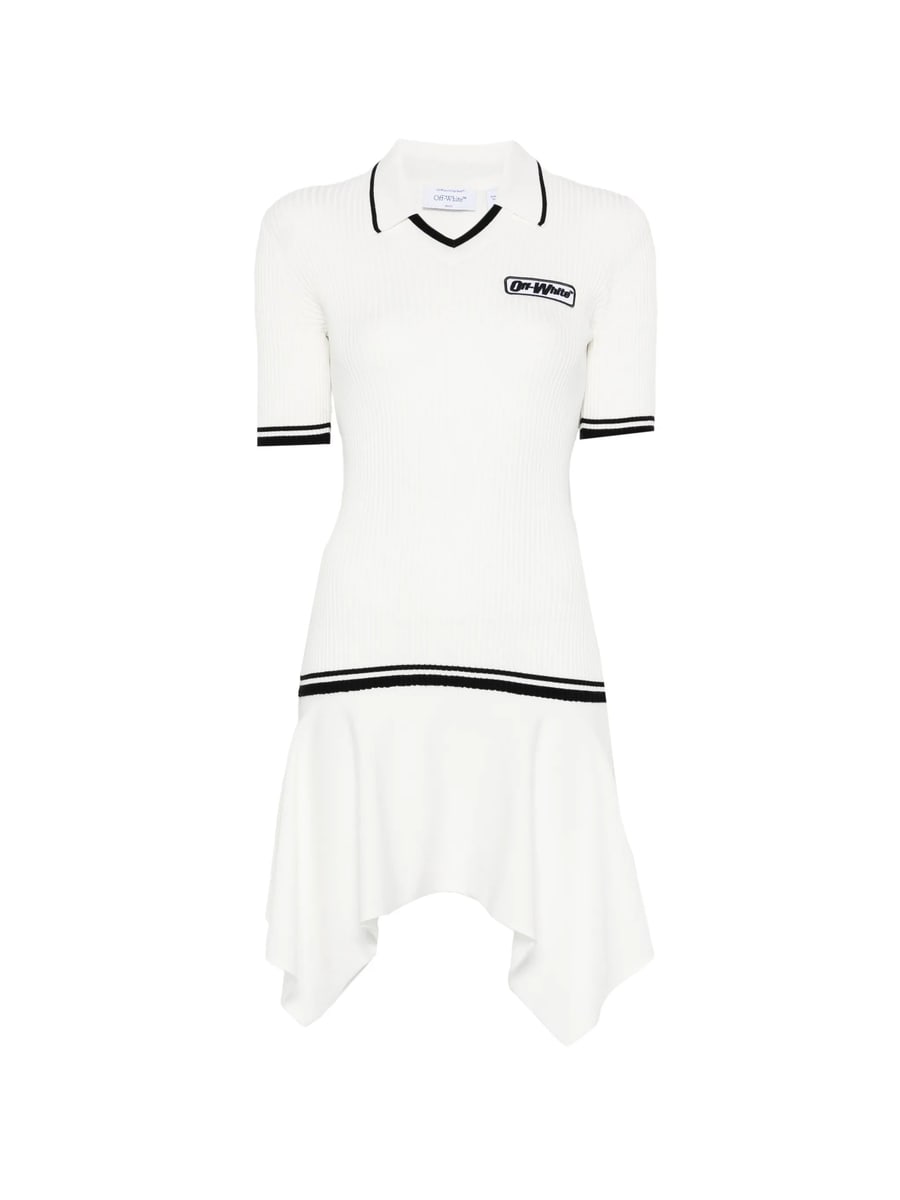 Off-White Off-white V-neck Ribbed Mini Dress