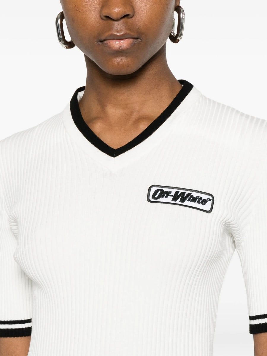 Off-White Off-white V-neck Ribbed Mini Dress, view 2