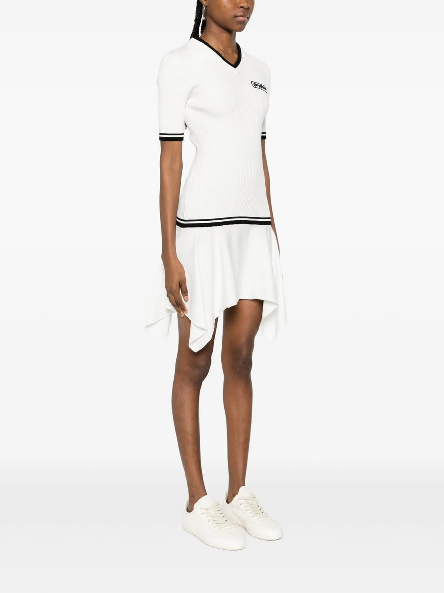 Off-White Off-white V-neck Ribbed Mini Dress, view 3