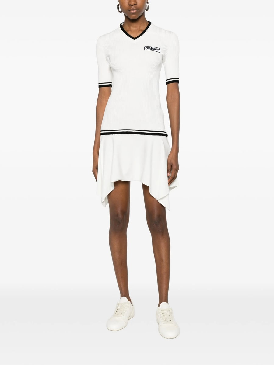 Off-White Off-white V-neck Ribbed Mini Dress, view 4