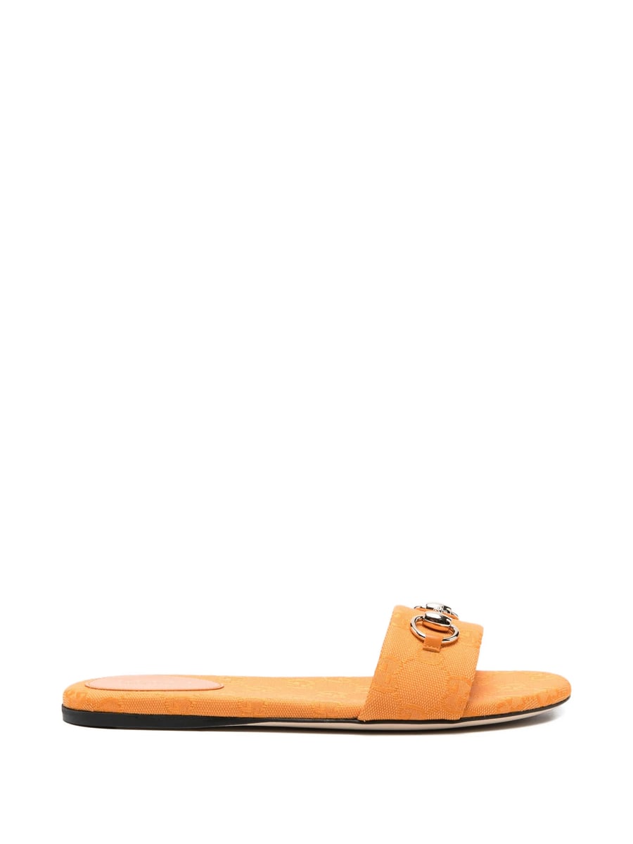 Gucci Gucci Canvas GG Horsebit Patterned Slides