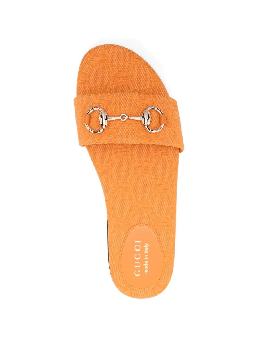 Gucci Gucci Canvas GG Horsebit Patterned Slides, view 2